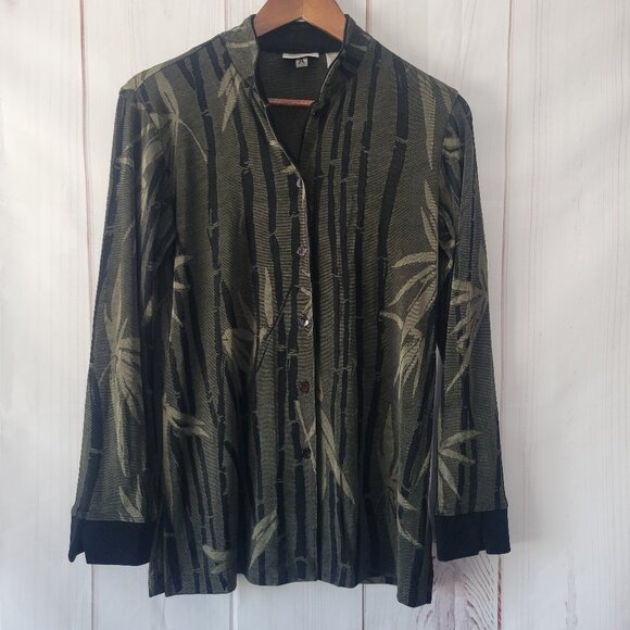 Chico’s Travelers Imperial Jacket Asian Bamboo Women’s Sz 0, Vintage Made in USA - Picture 1 of 9